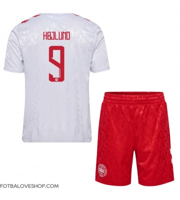 Dánsko Rasmus Hojlund #9 Dětské Venkovní Dres ME 2024 Krátký Rukáv (+ trenýrky)